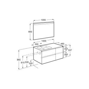 The gap pack 2t+1p 1000 mm asym gche (unik+miroir) city oak/poignées nickel mat - ROCA A851998402 