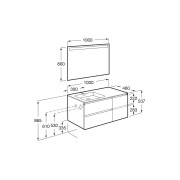 The gap pack 2t+1p 1000 mm asym gche gris moyen mat/poignées noires - ROCA A851998547 