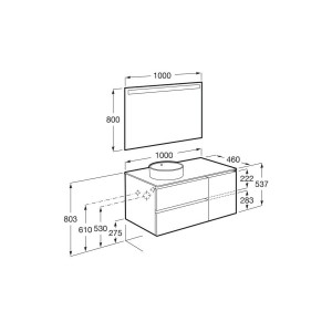 The gap pack 2t + 1p pour vasque à gauche 1000mm city oak/poignées nickel mat - ROCA A852000402 