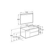The gap pack 2t + 1p pour vasque à droite 1000mm gris moyen mat/poignées noires - ROCA A852001547 