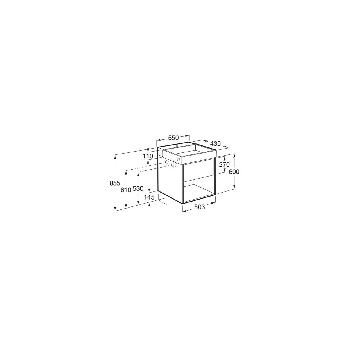 Tura unik 1t 1 niche inf 550 mm blc cassé mat - ROCA A852024558 