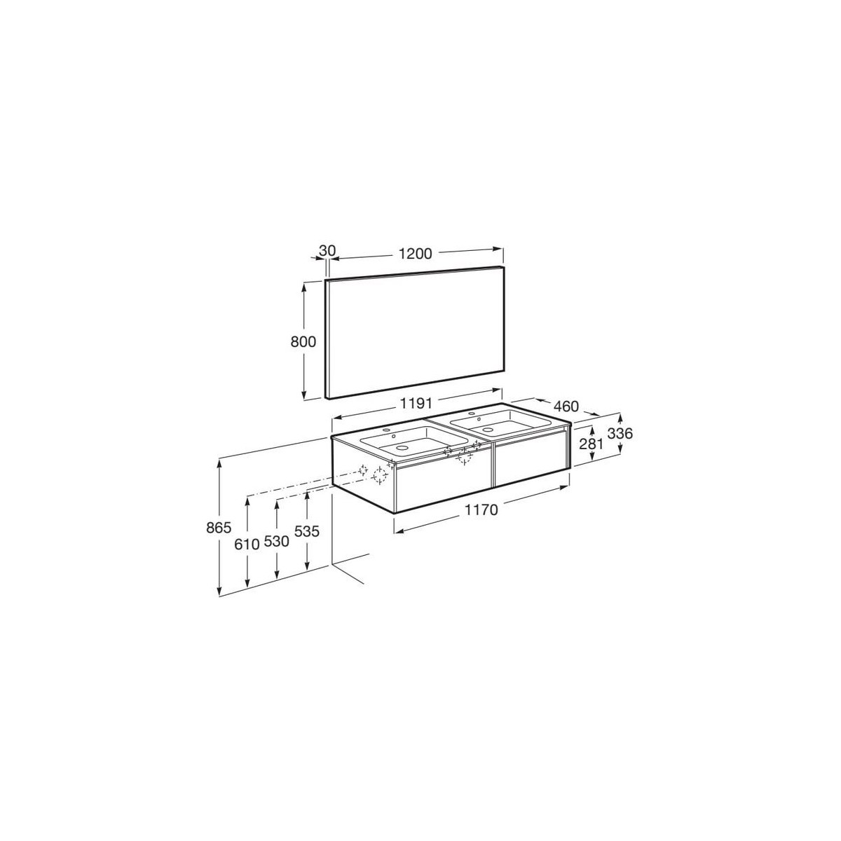 Tenor pack 1t 1 niche inf 1200 mm blc brillant - ROCA A852094806 