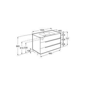 Victoria-n unik (meuble+lavabo) 3 tiroirs 1000 mm noyer - ROCA A852103517 