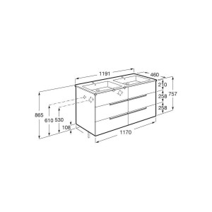 Victoria-n unik (meuble+lavabo) 6 tiroirs 1200 mm blanc mat - ROCA A852104509 