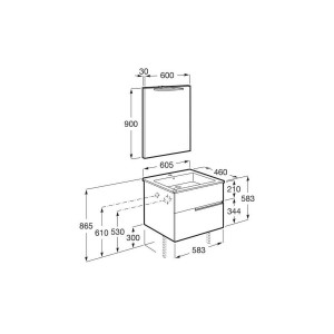 Victoria-n pack 2 tiroirs droite 600 mm vert sauge - ROCA A852105564 
