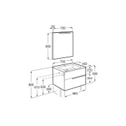 Victoria-n pack (meuble+lavabo+miroir+applique) 2 tiroirs 700 mm noyer - ROCA A852106517 