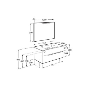 Victoria-n pack (meuble+lavabo+miroir+applique) 2 tiroirs 1000 mm onyx - ROCA A852108531 