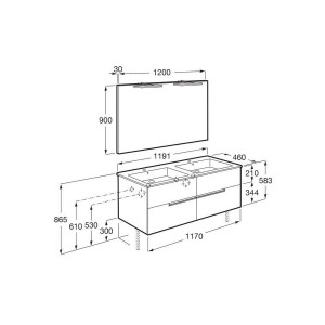 Victoria-n pack (meuble+lavabo+miroir+appliques) 4 tiroirs 1200 mm frêne clair - ROCA A852109541 
