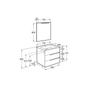Victoria-n pack (meuble+lavabo+miroir+applique) 3 tiroirs 700 mm noyer - ROCA A852111517 