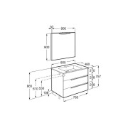 Victoria-n pack (meuble+lavabo+miroir+applique) 3 tiroirs 800 mm blanc mat - ROCA A852112509 