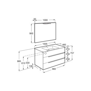 Victoria-n pack (meuble+lavabo+miroir+applique) 3 tiroirs 1000 mm frêne clair - ROCA A852113541 