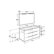Victoria-n pack (meuble+lavabo+miroir+appliques) 6 tiroirs 1200 mm onyx - ROCA A852114531 
