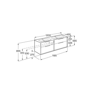Optica unik 4 tiroirs et lavabo porcelaine 1200 mm noyer - ROCA A852455517 