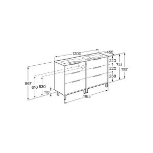 Optica unik 6 tiroirs et lavabo porcelaine 1200 mm noyer - ROCA A852458517 