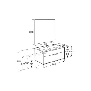 Optica pack 2 tiroirs 1000 mm noyer - ROCA A852462517 
