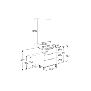 Optica pack 3 tiroirs 600 mm blanc mat - ROCA A852464509 