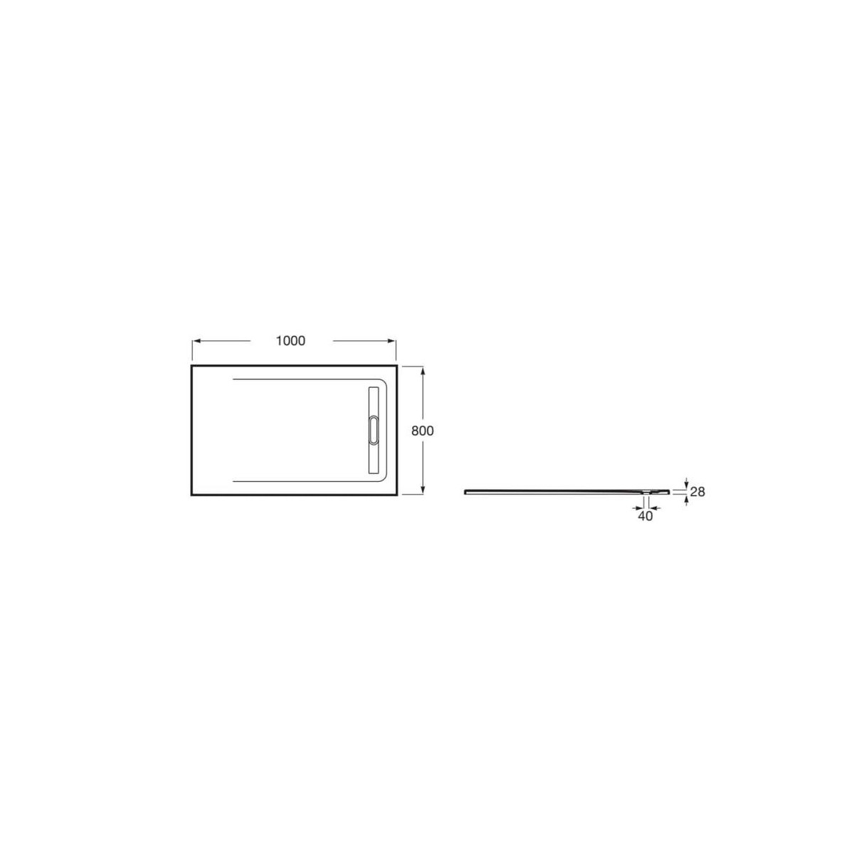 Receveur de douche 1000X800 Gris Ardoise Aquos - ROCA AP6013E832001200 