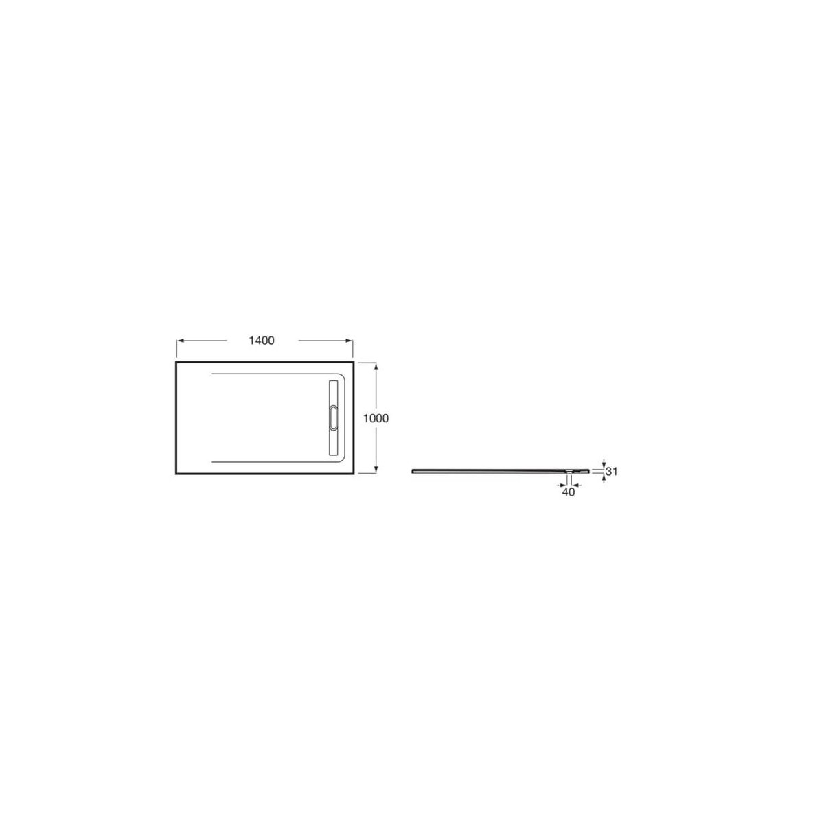 Receveur de douche 1400X1000 Noir Aquos - ROCA AP6015783E801400 