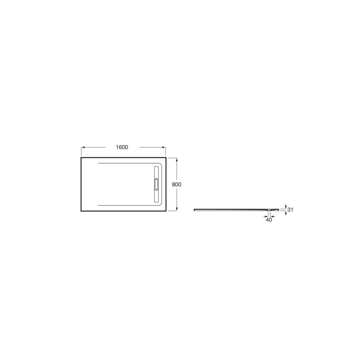 Aquos Receveur Stonex Avec Vidage 1600X800 Beige - ROCA AP60164032001650 