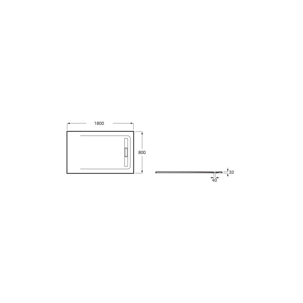 Receveur de douche 1800X800 Noir Aquos - ROCA AP60170832001400 