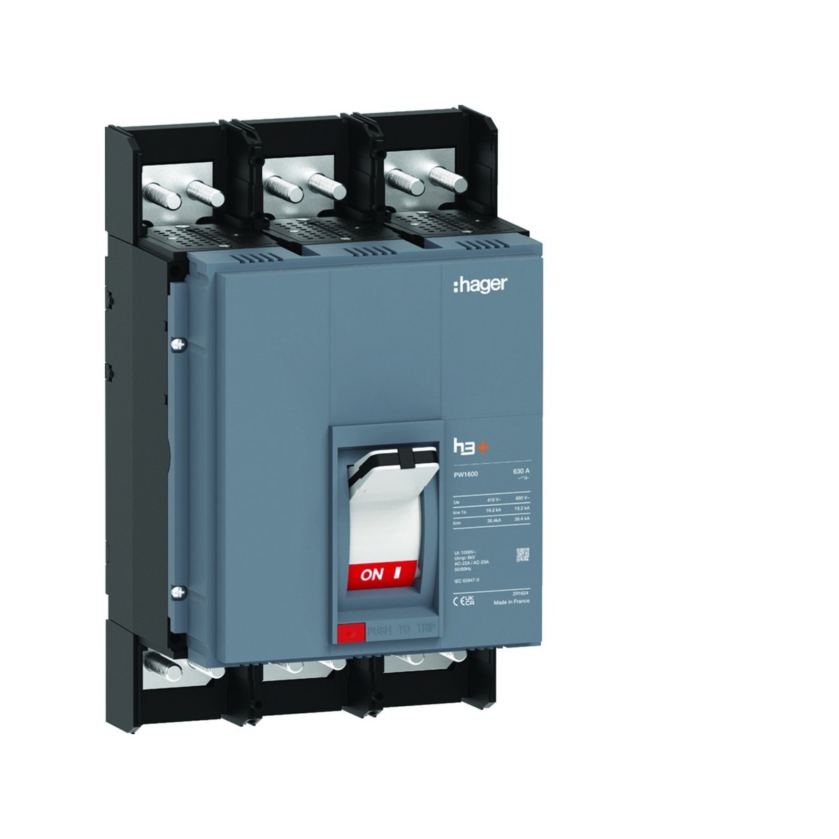 Interrupteur boitier moulé h3+ PW1600  3 Poles 630A - HAGER HMQ630AR 