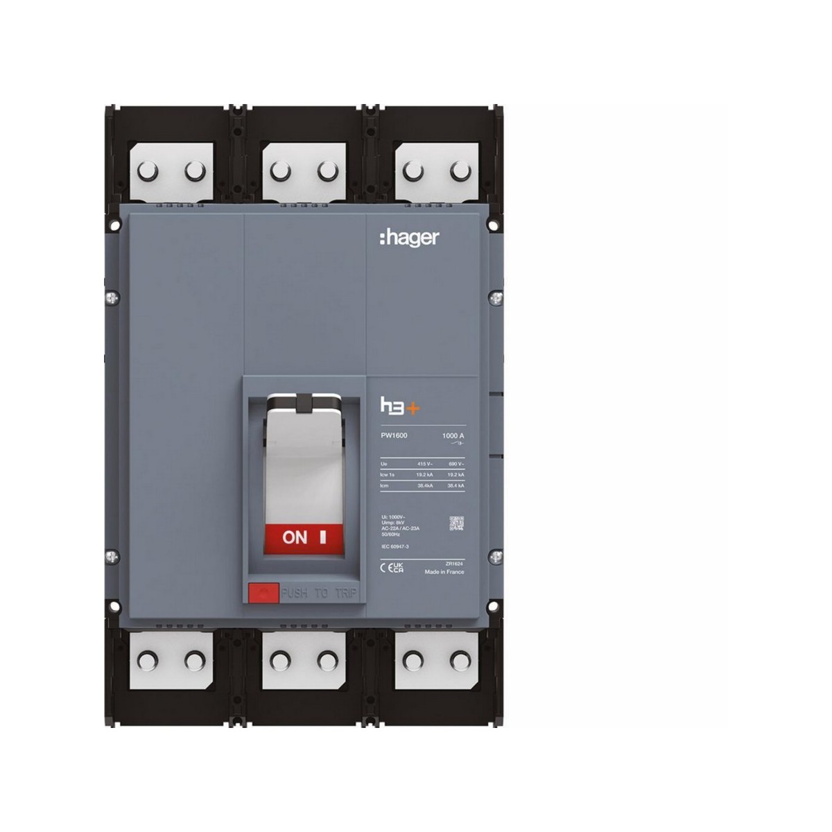 Interrupteur boitier moulé h3+ PW1600  3 Poles 1000A - HAGER HMQ970AR 