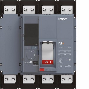 Disjoncteur boitier moulé h3+ PW1600 Energy 4 Poles 1000A 50kA - HAGER HMQ971NR 