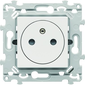 Prise de courant affleurante essensya 2P+T Pure. Version avec griffes - HAGER WE106G 