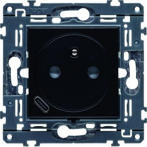 Prise de courant affleurante 2P+T avec USB-C Night - HAGER WXF114N 