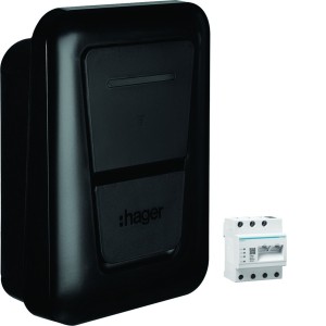 witty plus borne de recharge IP55 1x 7,4/22kW T2+RFID+APP BLE+OCPP+MID+XEM470 - HAGER XVL122SFL 