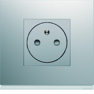 Enjoliveur gallery prise de courant affleurante 2P+T, finition Titane - HAGER WXD106T 