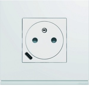 Prise de courant affleurante gallery 2P+T avec USB-C Pure - HAGER WXF114B 
