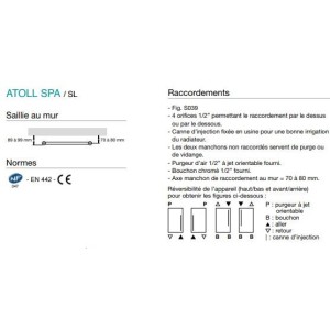 Sèche-serviette ACOVA - ATOLL Spa eau chaude 966W SL-170-060-05