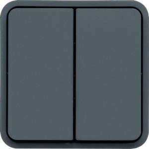 Interrupteur va et vient double Cubyko étanche IP55 gris - HAGER WNA040