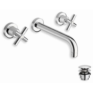 LAVABO EXECUTIVE MURAL  SMALL 3 TROUS CHROME + Vidage SANS MECANISME - CRISTINA ONDYNA EV24251
