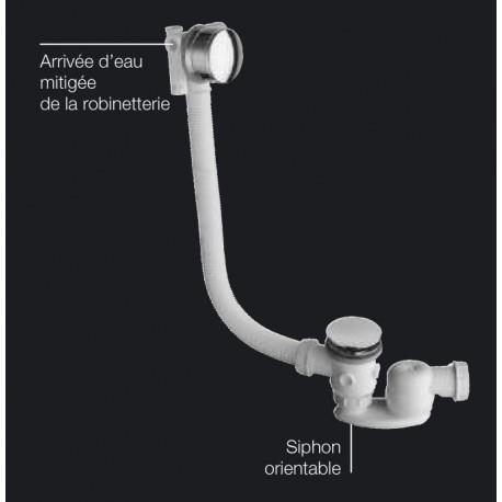 VIDAGE REMPLISSAGE BAIGNOIRE PAR TROP PLEIN  LAITON  58 CM NOIR - CRISTINA ONDYNA VE26313