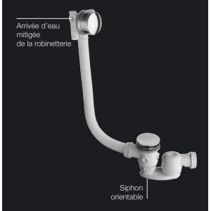 VIDAGE REMPLISSAGE BAIGNOIRE PAR TROP PLEIN  LAITON  58 CM NOIR - CRISTINA ONDYNA VE26313