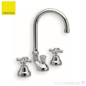 Mélangeur pour lavabo IMPERO  bec tube orientable 3 trous + Vidage - CRISTINA ONDYNA IM20651