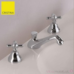Mélangeur pour lavabo IMPERO  bec coulé 3 trous + Vidage - CRISTINA ONDYNA IM20151