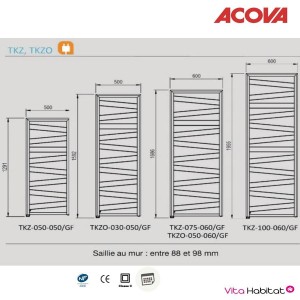 Sèche-serviette ACOVA KAZEANE électrique 1000W - TKZ-100-060/GF
