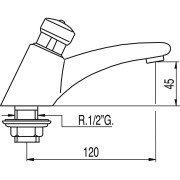 Robinet pour lavabo sur plage entrée tuyau 10x12. Fermeture automatique à 15 secondes. Débit 6,5 l/min. - TRES 112103
