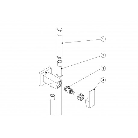 Mitigeur encastrable pour bidet/wc  Support dorite ou gauhe, interchangeable. Flexible satin. - TRES 00612301