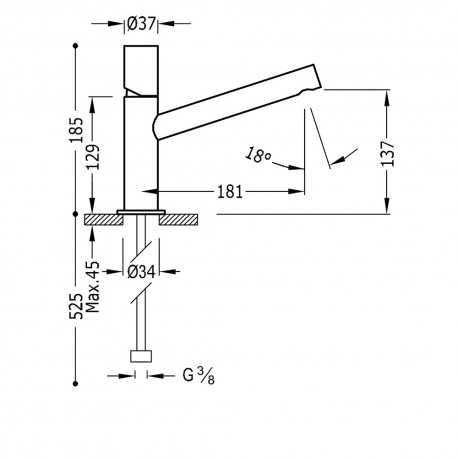 Mitigeur lavabo bec long - TRES 06120301