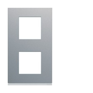 Plaque 2P V71 titane - APPAREILLAGE MURAL GALLERY HAGER WXP0142