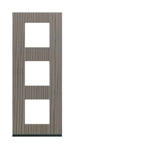 Plaque 3P V71 grey wood - APPAREILLAGE MURAL GALLERY HAGER WXP4843
