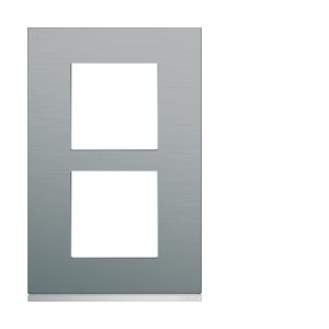 Plaque 2P V57 bright inox - APPAREILLAGE MURAL GALLERY HAGER WXP4222