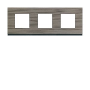 Plaque 3P H71 grey wood - APPAREILLAGE MURAL GALLERY HAGER WXP4813
