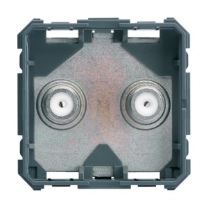 Prise TV+FM double type F 2M - APPAREILLAGE MURAL GALLERY HAGER WXF259