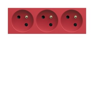 PC triple goul 2P+T 16A rouge - APPAREILLAGE MURAL GALLERY HAGER WXF423R
