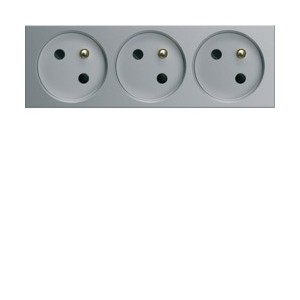 PC triple goul 2P+T 16A titane - APPAREILLAGE MURAL GALLERY HAGER WXF423T